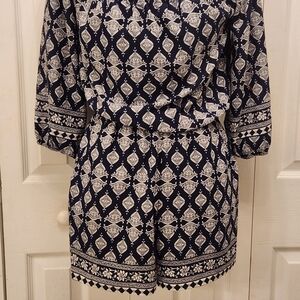 Premier Amour Navy and White Romper Sz 4
